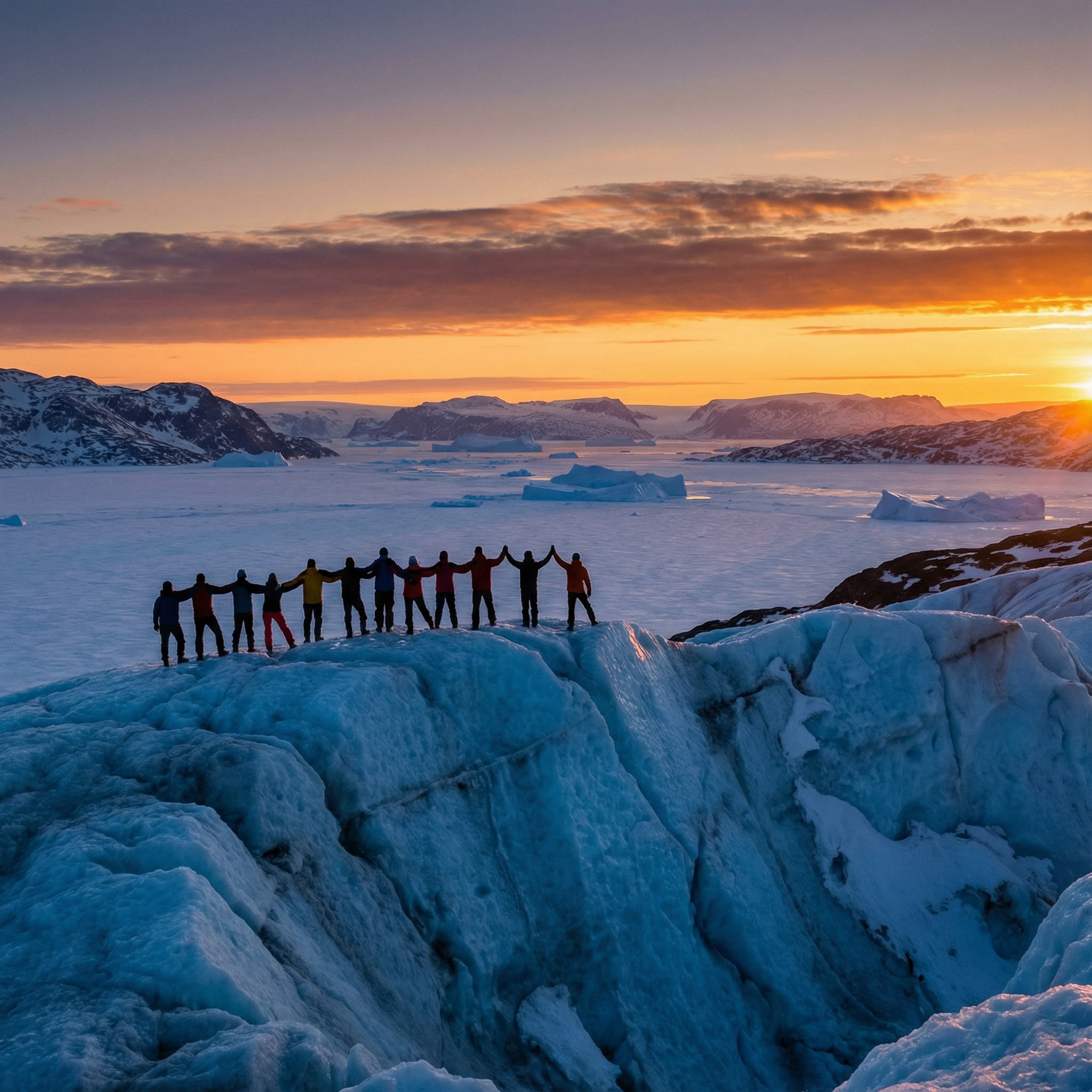 Greenland community sunset